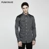 Punk Rave Store Handsome Striped Punk Shirt With Free Hanging Metal Chain