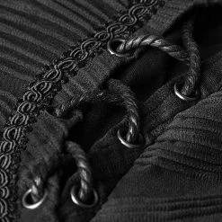 Punk Rave Store Stereo Stripe Elastic Knitted Gothic T-shirts With High Neck Collar Gothic Mens T-shirt