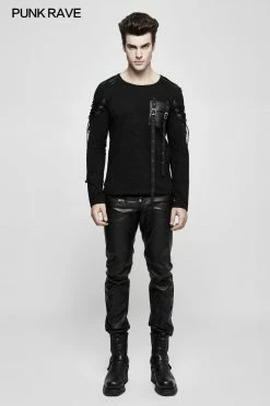 Punk Rave Store Military Uniform Long Sleeve Punk T-shirts With Ribbon Design