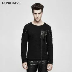 Punk Rave Store Military Uniform Long Sleeve Punk T-shirts With Ribbon Design