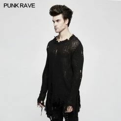 Punk Rave Store Thinner Yarn Loose Punk Sweaters Pullover With Decadence Feeling