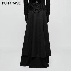 Punk Rave Store Gothic Mens Skirt Jacquard Fabric Half Long Black Gothic Skirt For Men