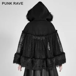 Punk Rave Store Lolita Style Warm Gothic Coat Woolen And Lace Fabric Cloak For Women