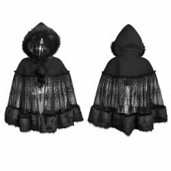 Punk Rave Store Lolita Style Warm Gothic Coat Woolen And Lace Fabric Cloak For Women