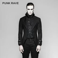 Punk Rave Store Steampunk Vintage Jacquard Punk Jacket Informal Style Fake Two Piece