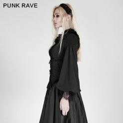 Punk Rave Store Women Chiffon Lace Fabric Gothic Shirt Lolita Blouse With Unique Sleeve