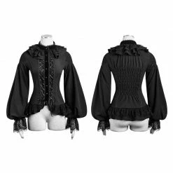 Punk Rave Store Women Chiffon Lace Fabric Gothic Shirt Lolita Blouse With Unique Sleeve