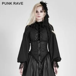 Punk Rave Store Women Chiffon Lace Fabric Gothic Shirt Lolita Blouse With Unique Sleeve