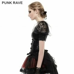 Punk Rave Store Black Elastic Pastoral Style Gothic Shirts Lace Lolita Blouse