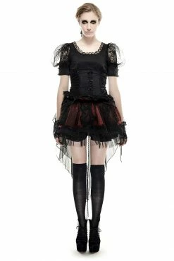 Punk Rave Store Black Elastic Pastoral Style Gothic Shirts Lace Lolita Blouse