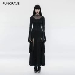 Punk Rave Store Gorgeous Black High Split Lace Gothic Dress