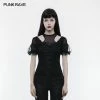 Punk Rave Store Gorgeous Stretch Blouse Short Sleeve Gothic T-shirt With Lace
