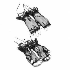 Punk Rave Store Elegant Gothic Accessory Lace Gloves With Cuff Split Design