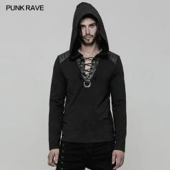 Punk Rave Store Punk Sweater & Hoodies Daily Hooded Micro-elastic Knitted Punk Sweater