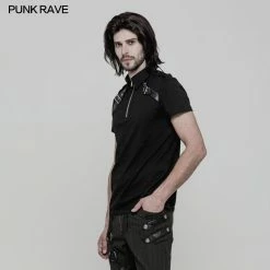 Punk Rave Store Punk Mens T Shirts Military Short Sleeves Punk T-shirt For Men