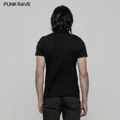 Punk Rave Store Punk Mens T Shirts Military Short Sleeves Punk T-shirt For Men