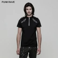 Punk Rave Store Punk Mens T Shirts Military Short Sleeves Punk T-shirt For Men