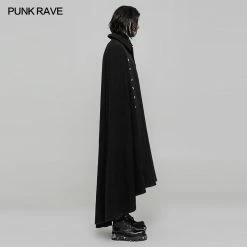 Punk Rave Store Handsome Long Irregular Uniform Gothic Cloak With Sleeve Slit On Front Gothic Vampire
