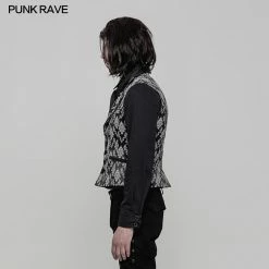 Punk Rave Store Simple Fashion Jacquard Gothic Vest For Men