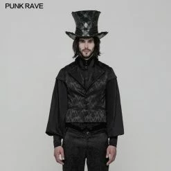 Punk Rave Store Simple Fashion Jacquard Gothic Vest For Men