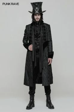 Punk Rave Store Victoria Gorgeous Long Gothic Coat Stereo Jacquard Men Jacket