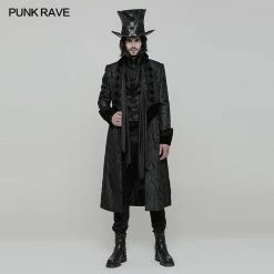 Punk Rave Store Victoria Gorgeous Long Gothic Coat Stereo Jacquard Men Jacket