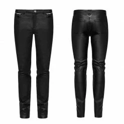 Punk Rave Store Simple All-match Trousers Elastic Leather Punk Pants