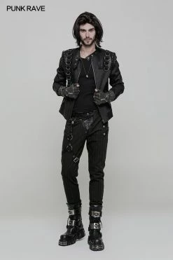 Punk Rave Store Super Cool Steampunk Leather Gloves Men Punk Accessory