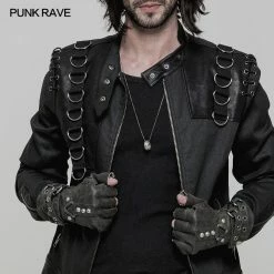 Punk Rave Store Super Cool Steampunk Leather Gloves Men Punk Accessory