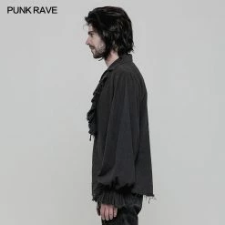 Punk Rave Store Vintage Long Sleeve Imation Linen Punk Shirt For Men
