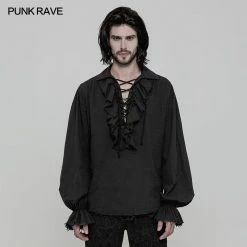 Punk Rave Store Vintage Long Sleeve Imation Linen Punk Shirt For Men