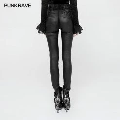 Punk Rave Store Women High Waist Stretch Jacquard Tight Gothic Pants
