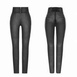 Punk Rave Store Women High Waist Stretch Jacquard Tight Gothic Pants