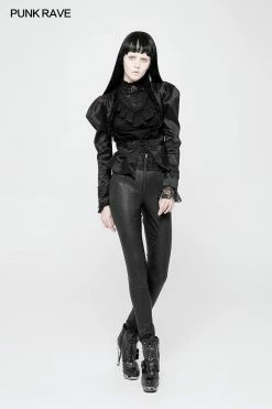 Punk Rave Store Women High Waist Stretch Jacquard Tight Gothic Pants