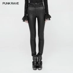 Punk Rave Store Women High Waist Stretch Jacquard Tight Gothic Pants