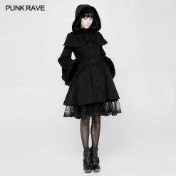 Punk Rave Store Gothic Lolita Lolita Woolen Medium-length Swallow Tail Gothic Coat