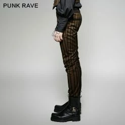 Punk Rave Store High Grade Suit Elegant Gothic Pants With Rugged Stripes Gothic Steampunk
