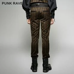Punk Rave Store High Grade Suit Elegant Gothic Pants With Rugged Stripes Gothic Steampunk
