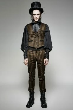 Punk Rave Store High Grade Suit Elegant Gothic Pants With Rugged Stripes Gothic Steampunk