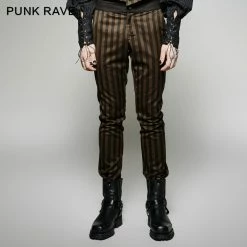 Punk Rave Store High Grade Suit Elegant Gothic Pants With Rugged Stripes Gothic Steampunk