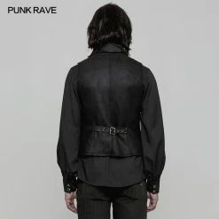 Punk Rave Store Steampunk Heavy Twilled Woven Breasted Waistcoat For Men