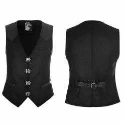 Punk Rave Store Steampunk Heavy Twilled Woven Breasted Waistcoat For Men