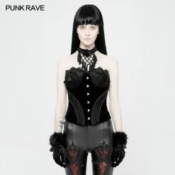 Punk Rave Store Gothic Gorgeous Velvet & Lace Steel Boned Overbust Corset