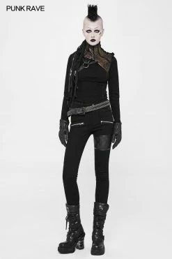 Punk Rave Store Steampunk Embossed Leather Collar And Shoulder Harness Accessories For Women Shoulder Armor