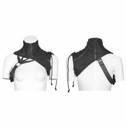 Punk Rave Store Steampunk Embossed Leather Collar And Shoulder Harness Accessories For Women Shoulder Armor