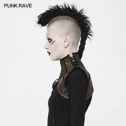 Punk Rave Store Steampunk Embossed Leather Collar And Shoulder Harness Accessories For Women Shoulder Armor