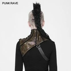 Punk Rave Store Steampunk Embossed Leather Collar And Shoulder Harness Accessories For Women Shoulder Armor