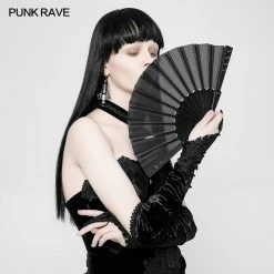 Punk Rave Store Black Rivet Handheld Fold Fan Punk Accessories Women