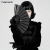 Punk Rave Store Black Rivet Handheld Fold Fan Punk Accessories Women
