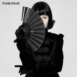 Punk Rave Store Black Rivet Handheld Fold Fan Punk Accessories Women